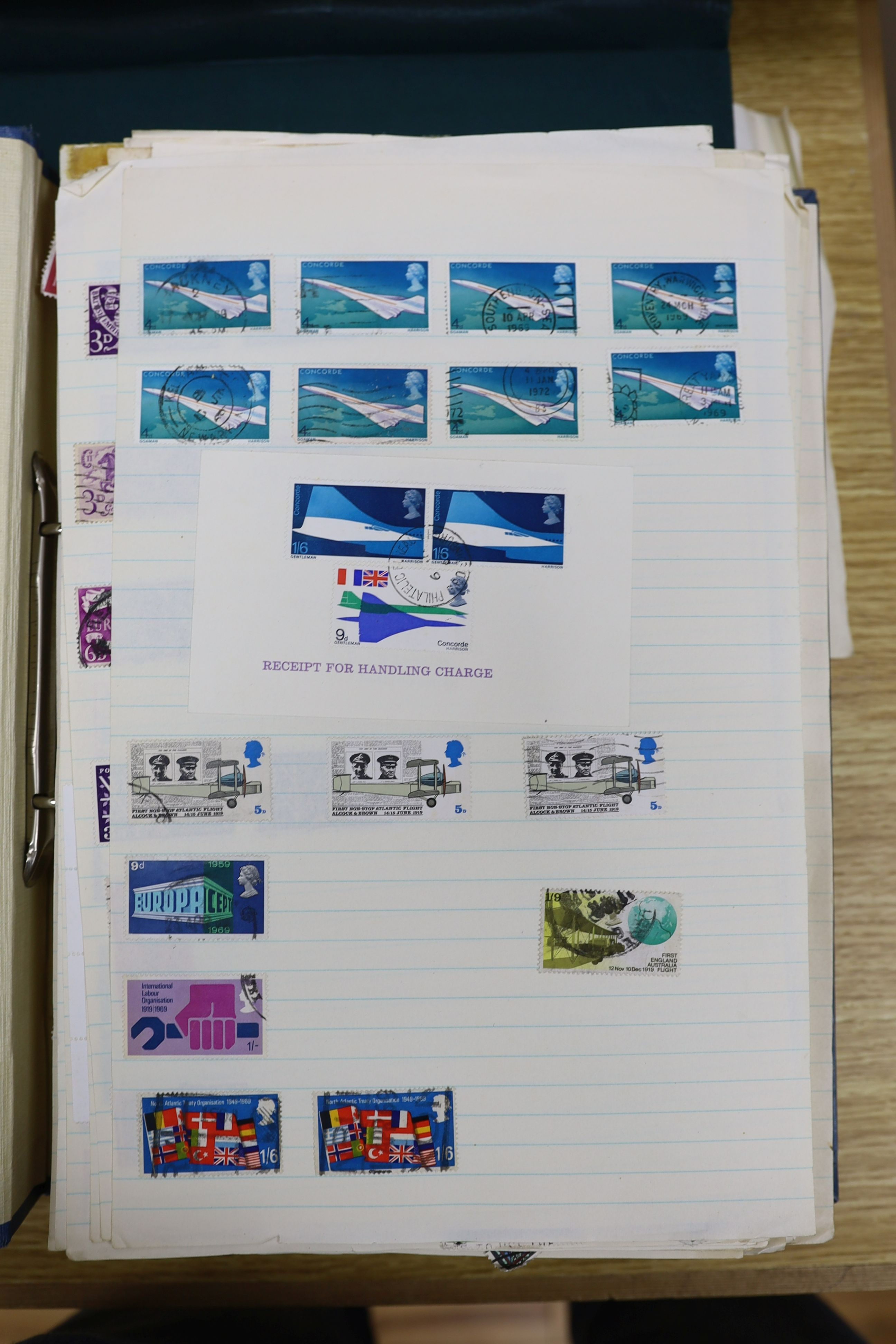 World stamps in albums, Great Britain, 1d Reds, Presentation packs, First Day Covers and loose